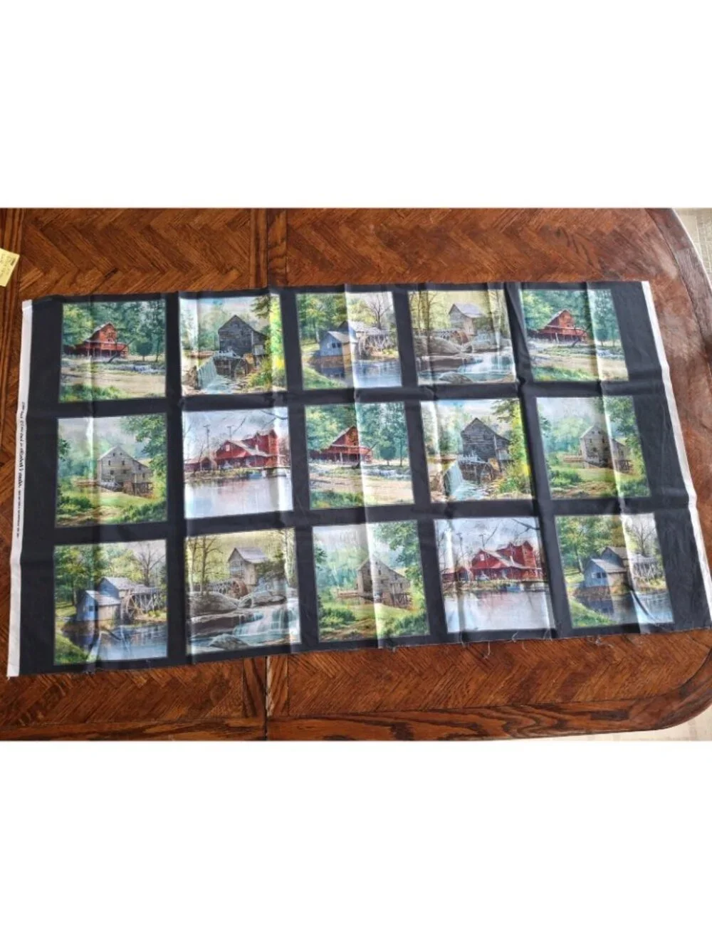 Old Mill Stream Country Fabric Buildings Cotton 23000 Elizabeth Studio 24